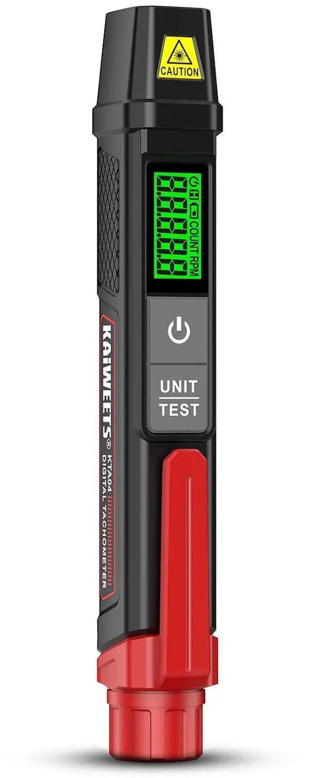 Main image of Digital Laser Tachometer, Non-Contact RPM Meter, 10-99999 RPM | ±0.05% accuracy, revolution count mode and backlit LCD in a compact pen-style body for one-hand equipment testing