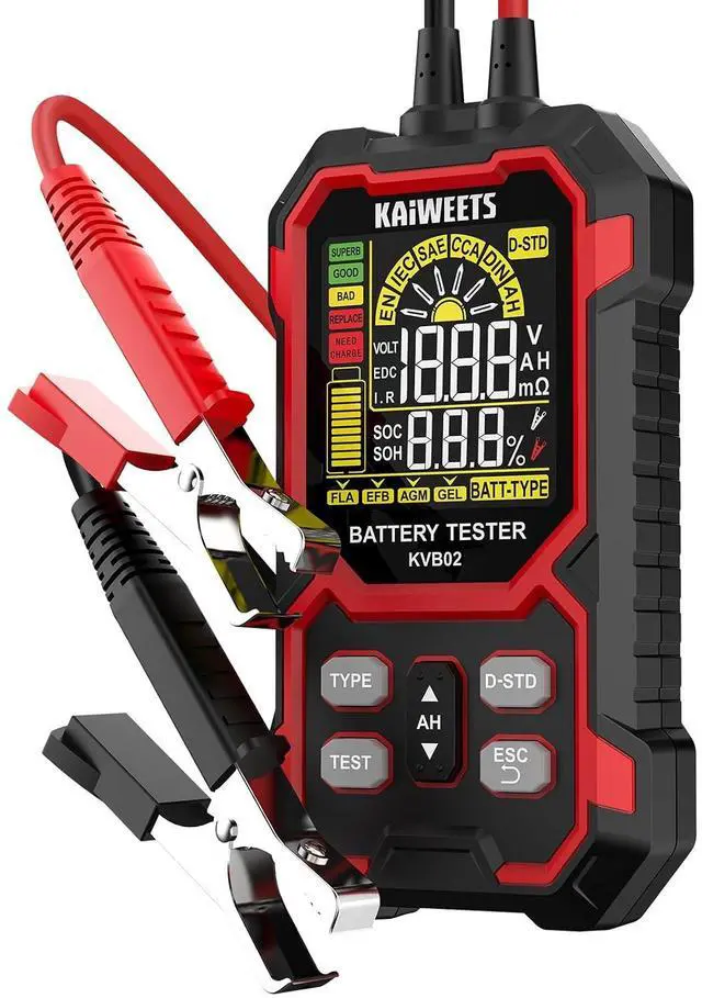 Main image of Car Battery Tester, 12V/24V Automotive Battery Diagnostic Tool, 50-2000 CCA Load Capacity, Digital Battery Analyzer & Voltage Meter for Cars, Trucks, Motorcycles, SUVs, Boats & Marine Use