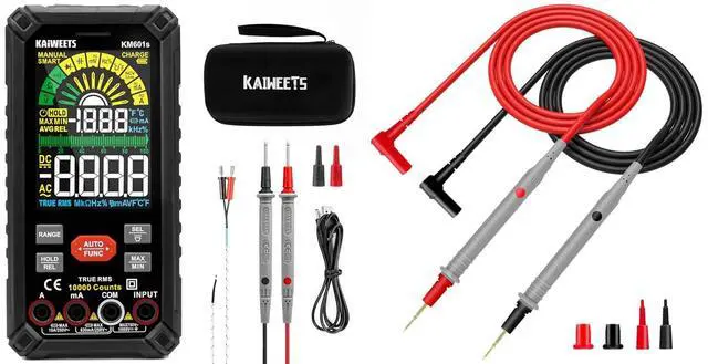 Main image of KM601s Digital Multimeter 10000 Counts TRMS Auto Ranging Rechargeable Smart Multimeter and KET20 Silicone Multimeter Test Leads with Gold-Plated Probes