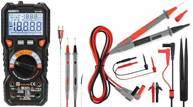 Main image of HT118E Digital Multimeter TRMS 20000 Counts with Higher Resolution Auto-Ranging and KET12 Multimeter Test Lead Set for Electrical Testing, Soft Silicone Test Leads Kit