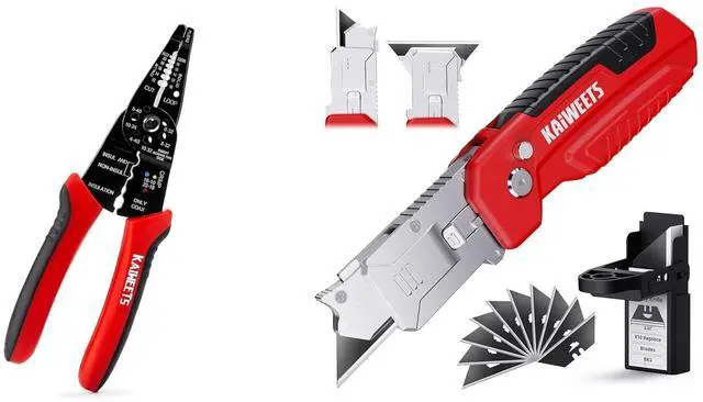 Main image of Wire Stripper 10-22 AWG Wire Splicer and Utility Knife Scraper 2-in-1 Folding Box Cutter