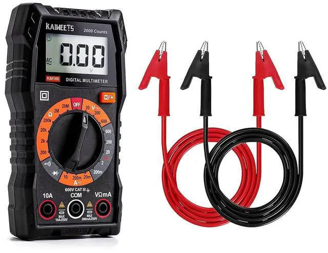 Main image of KM100 Digital Multimeter with Case and KET03 Alligator Clips Electrical Test Leads Set