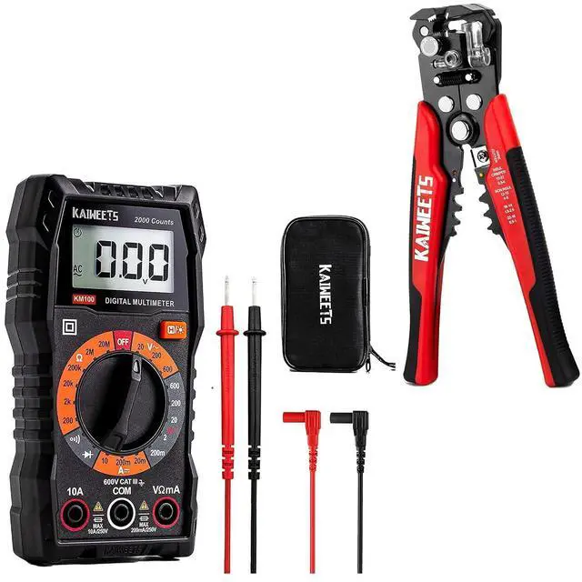 Main image of Digital Multimeter with Case, DC AC Voltmeter, Ohm Volt Amp Test Meter and Continuity Test Diode Voltage Tester | Wire Stripper - 3 in 1 Automatic Self Adjusting Wire Stripping Tool