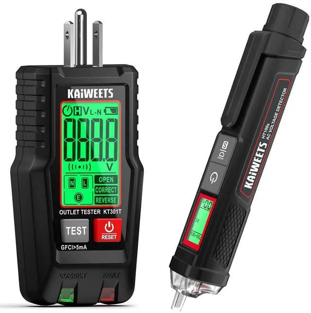 Main image of Voltage Tester/Non-Contact Voltage Tester HT100s-B and GFCI Outlet Tester with LCD Display KT301T