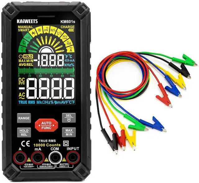 Main image of 5PCS Alligator Clips Electrical Test Leads Set, KM602 Smart Multimeter Rechargeable