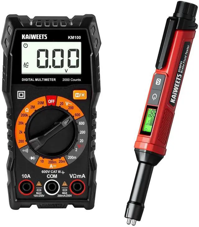 Main image of Digital Multimeter with Case and Brake Fluid Tester Pen with Corrosion Resistance Probe