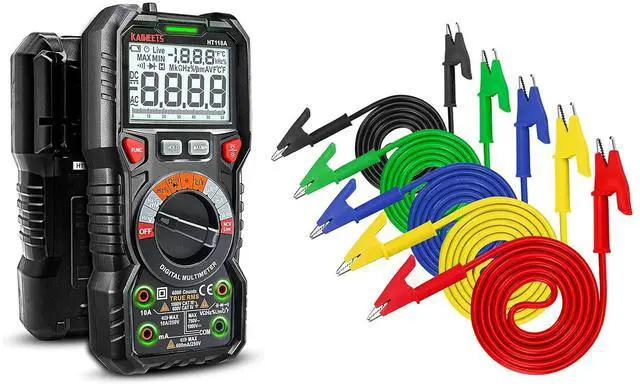Main image of Digital Multimeter TRMS 6000 Counts Ohmmeter with 5PCS Alligator Clips Electrical Test Leads Set, Multimeter Measures Voltage Current Amp Resistance Diodes Continuity Duty-Cycle Capacitance T