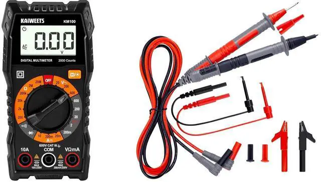 Main image of KM100 Digital Multimeter with Case and KET01 Soft Silicone Electrician Test Leads Kit