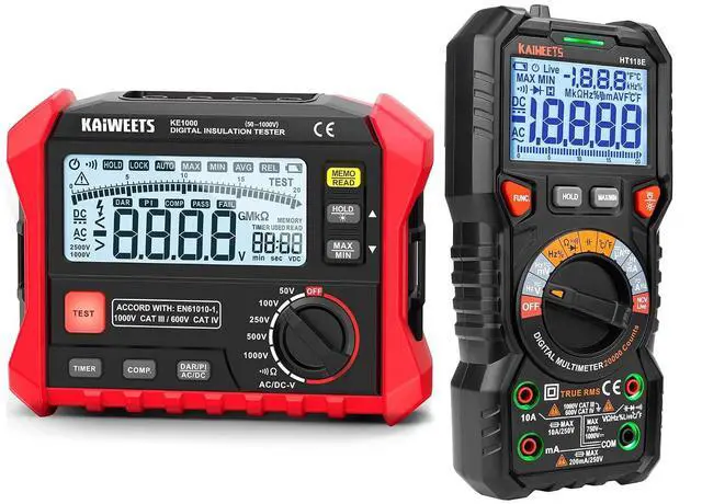 Main image of KE1000 Megohmmeter Insulation Resistance Tester Up to 100G and HT118E Digital Multimeter TRMS 20000 Counts with Higher Resolution Auto-Ranging Voltmeter