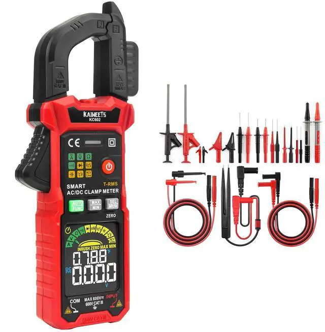 Main image of Smart Digital Clamp Meter with D-Shaped Jaws & 23PCS Multimeter Test Leads Kit