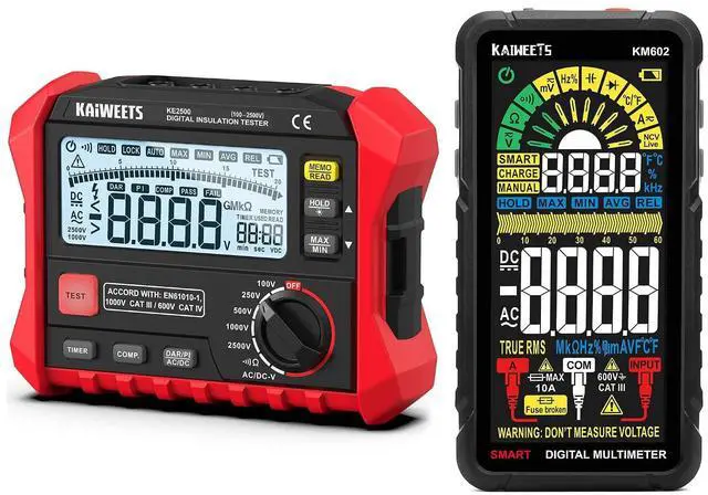 Main image of KE2500 Insulation Resistance Tester Up to 200G Pro Megohmmeter and KM602 Smart Multimeter Rechargeable Electrical Tester with Auto Ranging Digital Voltmeter