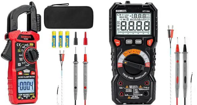 Main image of Digital Clamp Meter 4000 Counts KC604 and Digital Multimeter 6000 Counts HT118A with Case