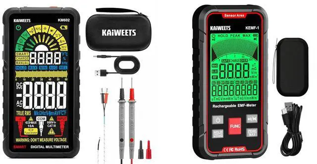 Main image of Smart Multimeter Rechargeable and EMF Detector, 3-in-1 Handheld EMF Meter