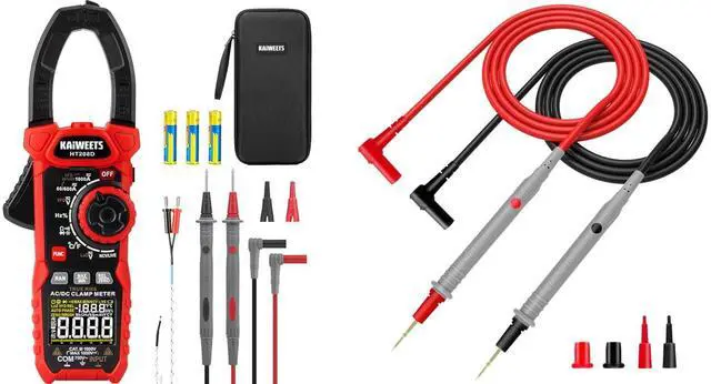 Main image of HT208D Inrush Clamp Meter 1000A True RMS AC/DC Current Amp Meter and KET20 Silicone Multimeter Test Leads with Gold-Plated Probes