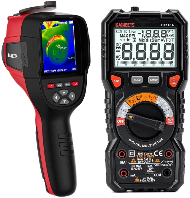 Main image of Thermal Imaging Camera, 256 x 192 Resolution Infrared Camera 25 Hz Refresh Rate, Support Infrared/Visible Light/Fusion Three Modes, Digital Multimeter TRMS 6000 Counts Voltmeter Auto-Ranging