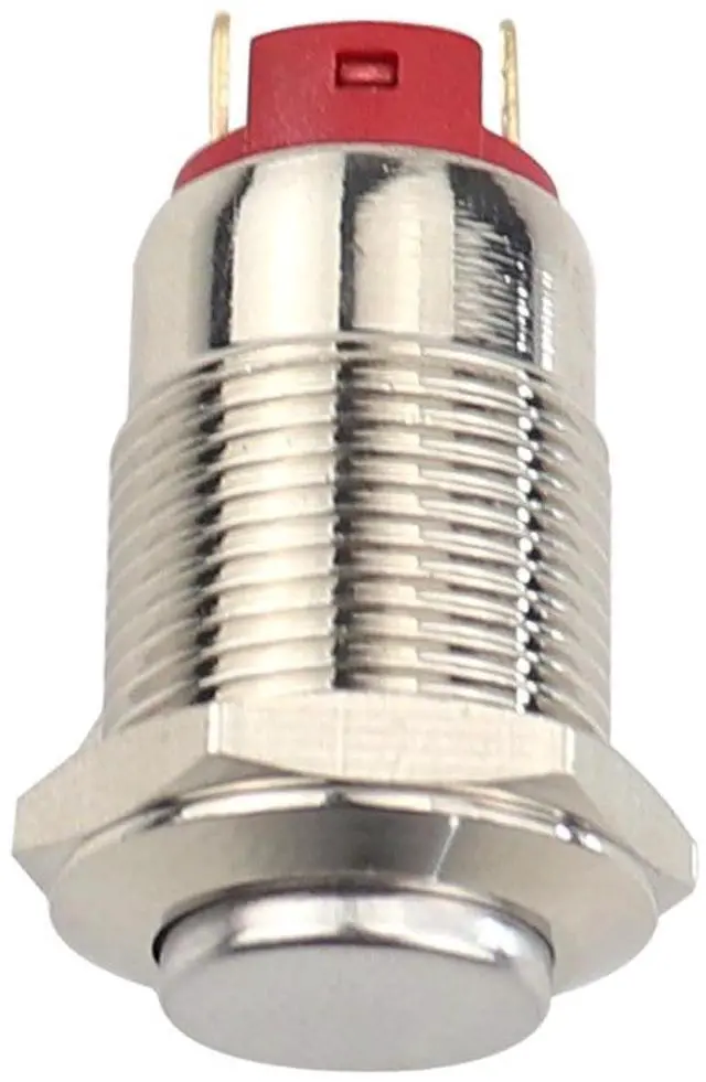 Alt view image 6 of 7 - 1PC 12mm Waterproof Self-Locking Round Stainless Steel Metal Push Button Switch Car Start Horn Bell Flat Head & High Head(2 Cables)