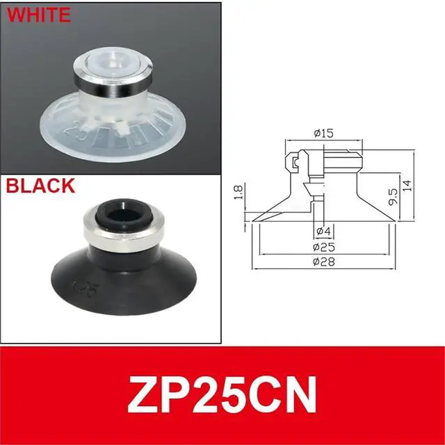 Alt view image 2 of 7 - 1Pcs Vacuum Air Sucker ZP-02/04/06/08UN/US ZP-06/08BN/BS ZP-6/8A ZP-10B White Black Pneumatic Vacuum Suction Cup(ZP25C,70R)