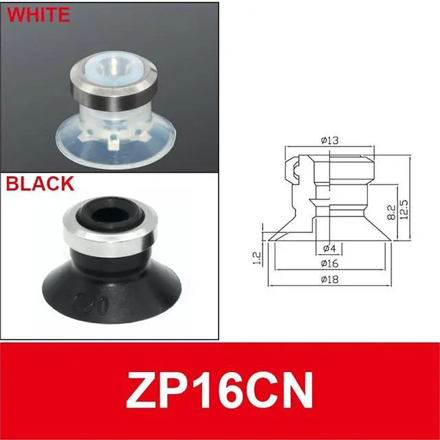 Alt view image 2 of 7 - 1Pcs Vacuum Air Sucker ZP-02/04/06/08UN/US ZP-06/08BN/BS ZP-6/8A ZP-10B White Black Pneumatic Vacuum Suction Cup(ZP16C,70R)