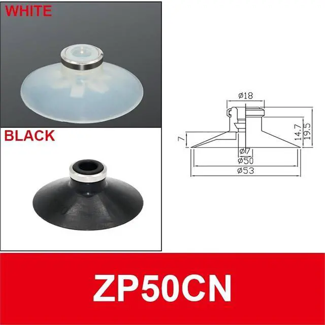 Alt view image 2 of 7 - 1Pcs Vacuum Air Sucker ZP-02/04/06/08UN/US ZP-06/08BN/BS ZP-6/8A ZP-10B White Black Pneumatic Vacuum Suction Cup(ZP50C,QRB1)