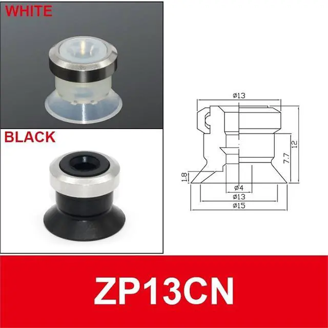 Alt view image 2 of 7 - 1Pcs Vacuum Air Sucker ZP-02/04/06/08UN/US ZP-06/08BN/BS ZP-6/8A ZP-10B White Black Pneumatic Vacuum Suction Cup(ZP13C,QRB1)