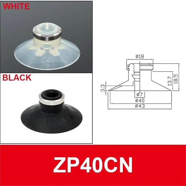 Alt view image 2 of 7 - 1Pcs Vacuum Air Sucker ZP-02/04/06/08UN/US ZP-06/08BN/BS ZP-6/8A ZP-10B White Black Pneumatic Vacuum Suction Cup(ZP40C,70R)