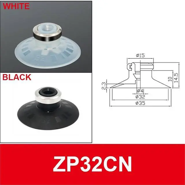 Alt view image 2 of 7 - 1Pcs Vacuum Air Sucker ZP-02/04/06/08UN/US ZP-06/08BN/BS ZP-6/8A ZP-10B White Black Pneumatic Vacuum Suction Cup(ZP32C,70R)