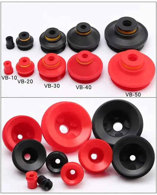 Alt view image 5 of 6 - Mechanical Parts Sucker VB10 20 30 40 50 Double-Layer Vacuum Sucker Industrial Pneumatic Rubber(Brown)