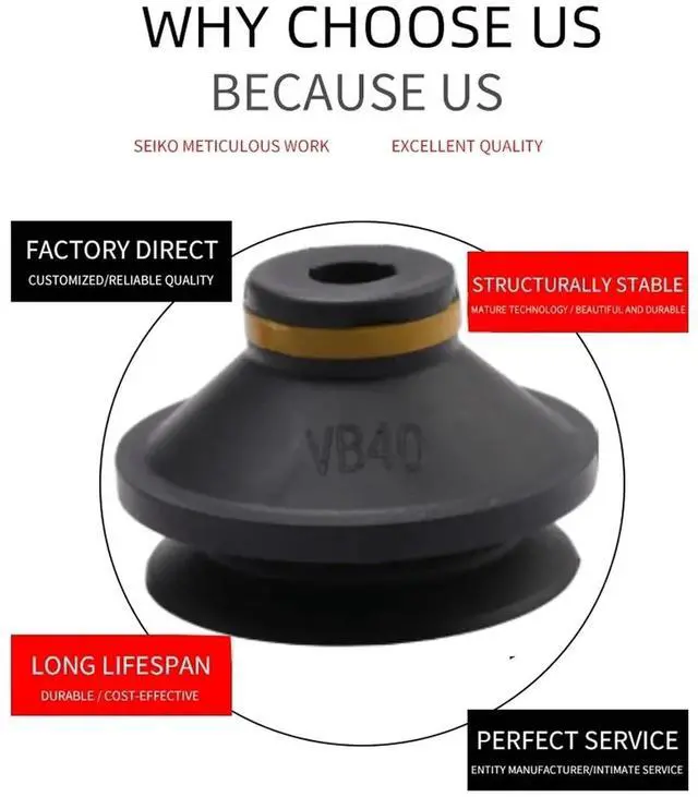 Alt view image 2 of 6 - Mechanical Parts Sucker VB10 20 30 40 50 Double-Layer Vacuum Sucker Industrial Pneumatic Rubber(Brown)