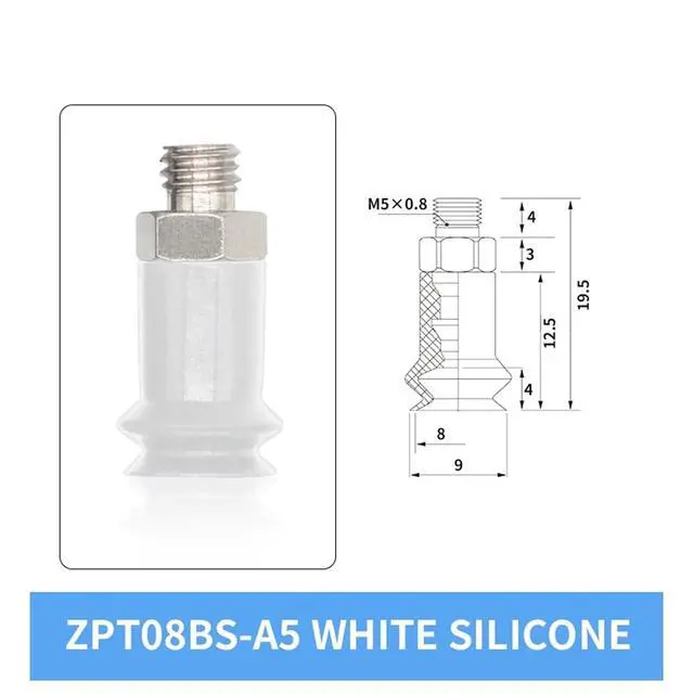 Alt view image 2 of 3 - 1Pcs ZPT06/08/10BN/BS-A5/A6 6MM 8MM 10MM Double Layer White Silicone Rubber Vacuum Suction Cup(ZPT08BS-A5)