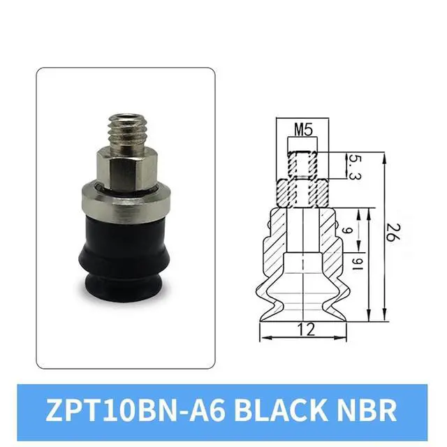 Alt view image 3 of 3 - 1Pcs ZPT06/08/10BN/BS-A5/A6 6MM 8MM 10MM Double Layer White Silicone Rubber Vacuum Suction Cup(Medium M5)