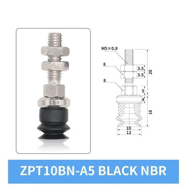 Alt view image 2 of 3 - 1Pcs ZPT06/08/10BN/BS-A5/A6 6MM 8MM 10MM Double Layer White Silicone Rubber Vacuum Suction Cup(ZPT10BN-A5 Long)