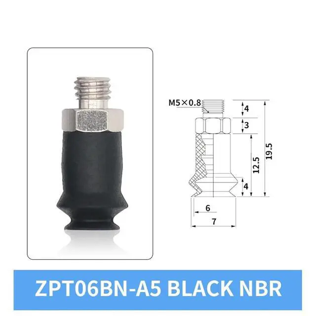 Alt view image 2 of 3 - 1Pcs ZPT06/08/10BN/BS-A5/A6 6MM 8MM 10MM Double Layer White Silicone Rubber Vacuum Suction Cup(ZPT06BN-A5)
