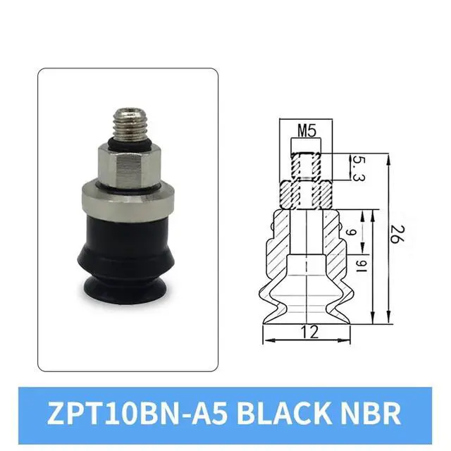 Alt view image 2 of 3 - 1Pcs ZPT06/08/10BN/BS-A5/A6 6MM 8MM 10MM Double Layer White Silicone Rubber Vacuum Suction Cup(ZPT10BN-A5 Short)