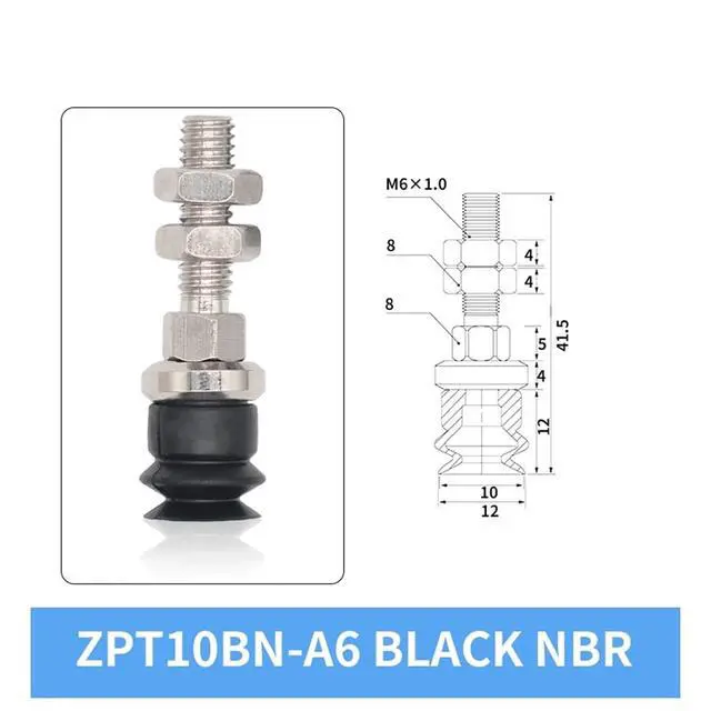 Alt view image 2 of 3 - 1Pcs ZPT06/08/10BN/BS-A5/A6 6MM 8MM 10MM Double Layer White Silicone Rubber Vacuum Suction Cup(ZPT10BN-A6 Long)