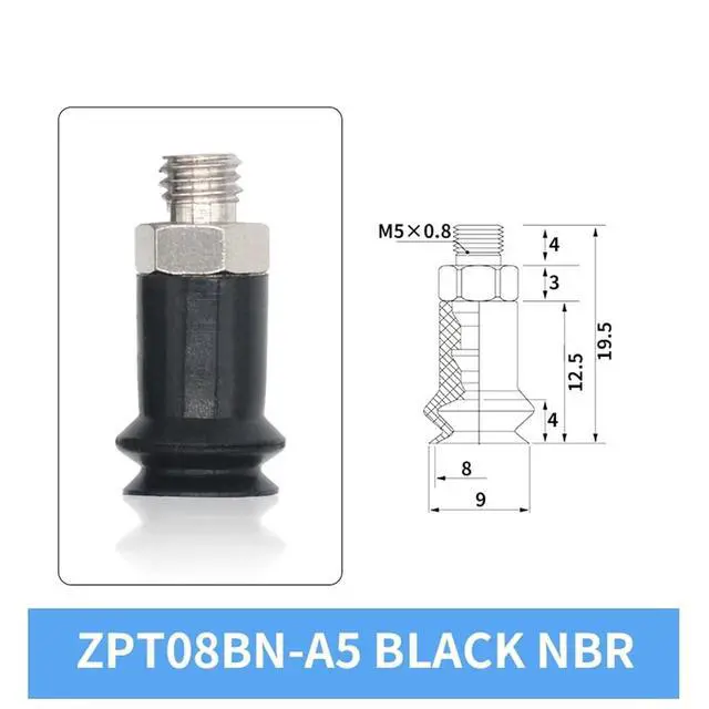 Alt view image 2 of 3 - 1Pcs ZPT06/08/10BN/BS-A5/A6 6MM 8MM 10MM Double Layer White Silicone Rubber Vacuum Suction Cup(ZPT08BN-A5)