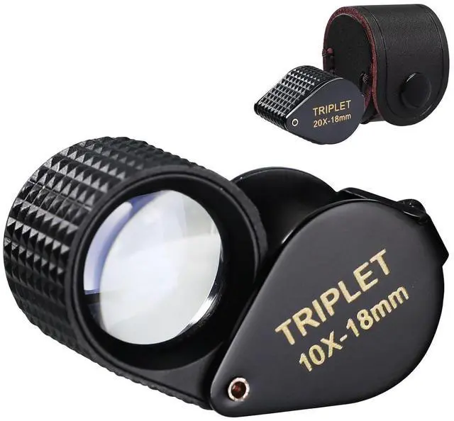 Main image of Jewelers Loupe Hasting Triplet Loupe 10X with 18mm Optic Lens, Jewelry Magnifying Glass 10X Hand Lens for Jewelers, Gemologists, Collectors