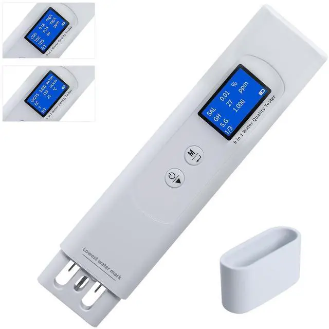 Main image of 9 in 1 Digital Water Tester, Water Quality Tester Pen with COD, OC, UV275, TDS, EC, Salinity, Hardness, SG, Temp, Professional Water Tester for Drinking Water, Well, Tap & Outdoor