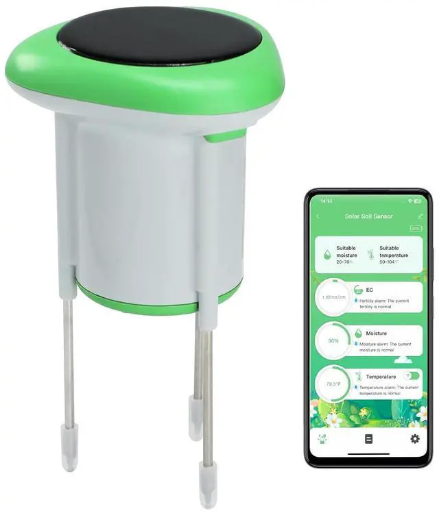 Main image of WiFi Soil Moisture Meter, 3-in-1 Smart Soil Tester for EC/Temp/Moisture, Wireless Plant Monitor with App, High Precision Digital Soil Sensor for Indoor Outdoor Garden & Lawn(Solar Powered)