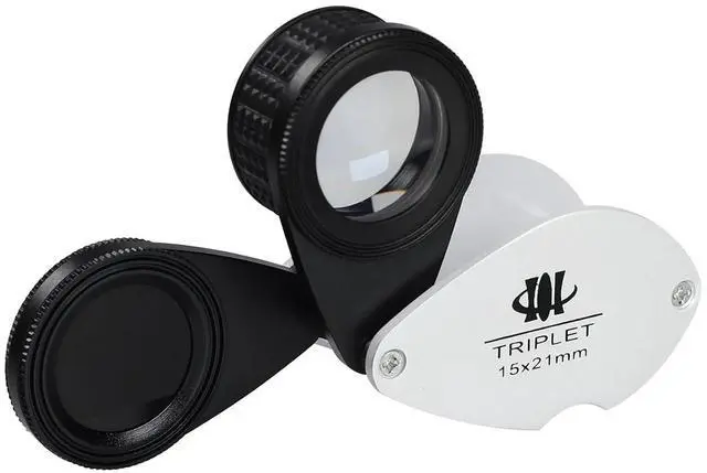 Main image of Jewelers Loupe Magnifier, Foldable Jewelry Loupe 15x Magnification with Chelsea/Jadeite Filter Gemstone for Gems, Emerald, Green Stones, Stamp, Diamond