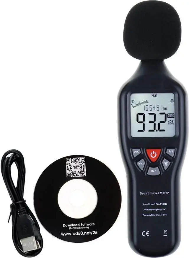 Main image of Decibel Meter Sound Level Meter Recorder Digital dB Meter Professional Noise Meter Detector Monitor 30dB to 130dB Portable SPL Decibel Meter with Data Logging for Home, Office, Outside