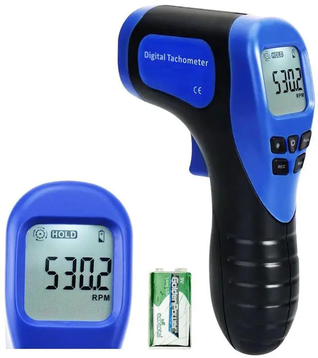 Main image of Non Contact Tachometer, 2.5-99999 RPM ±0.02%+1Digtal Accuracy Laser Digital Tachometer, Speed RPM Meter Gauge with Backlight, Data Hold, and Max/Min/AVG Function