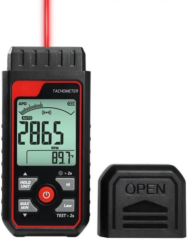 Main image of Non-Contact Digital Tachometer RPM Meter Speed Gauge Laser Photo Tachometer with 2.5~99999 RPM Range, Backlit Display | Analog Bar Scale | Custom Alarms for HVAC Motor Engine Speed Tester
