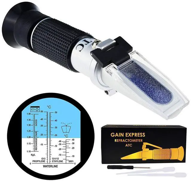 Main image of 5-in-1 Automotive Battery Antifreeze Refractometer ATC for Specific Gravity, Ethylene Propylene Glycol System & Windshield Screenwash Fluid, Freezing Point Measurement Tester Meter Coolant Condition