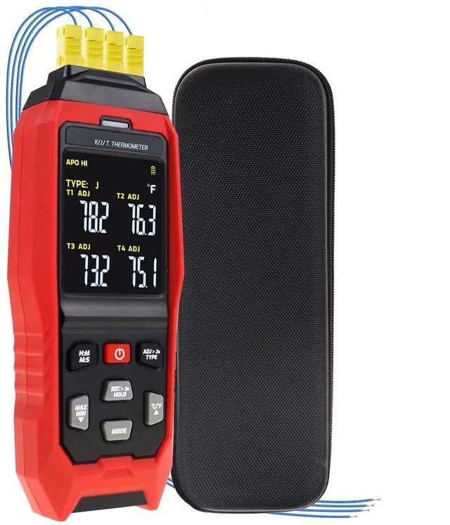 Main image of Thermocouple Thermometer Digital Data Logger Thermometer 4 Channel K/J/T Type Thermocouple Meter Temperature Meter, Temperature Logger with Sound & Light Alarm -200~1372°C (-328~2501°F)