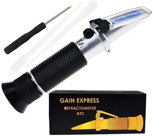 Main image of Gain Express 0-32% Brix Refractometer ATC High-Concentrated Sugar Solution Content Test Tool 0.2% Division, Homebrew Tester Meter, Brandy Beer Fruits Vegetables Juices Soft Drinks