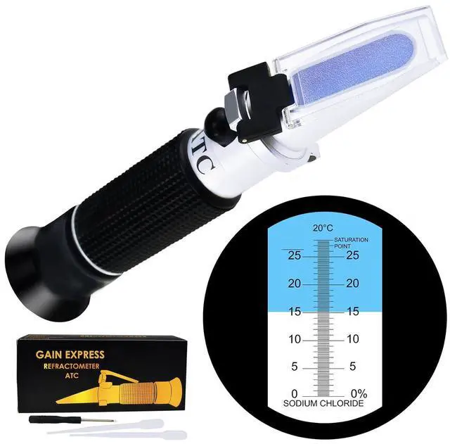 Main image of 0-28% Salinity Refractometer ATC, Sodium Chloride (NaCl) Salt Level Meter Tester, Test Kit for Sea Water Brine Seawater Food Industry Pickle Soy Sauce, ±0.2% Accuracy