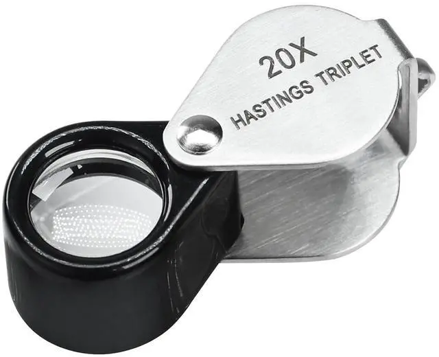 Main image of Jewelers Loupe 20x Magnification Jewelry Loop, Foldable Jewelry Magnifier Hastings Triplet 20x Loupe for Stamp & Coin Collectors, Hobbyists, Watches