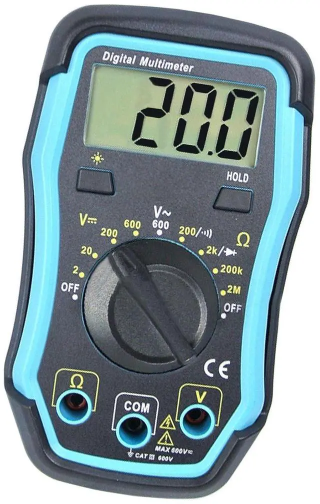 Main image of Test AC Voltage Diode Leads, Multimeter w/Measure DMM Digital Backligh 1999 Resistance DC Multi Overload Readings, Meter Tester Protection