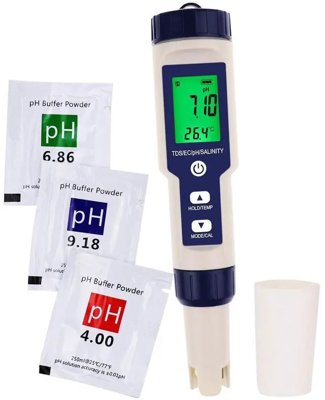 Main image of Pentype Multi-Paramater 5-in-1 Water Quality Tester (pH/TDS/EC/Temp/Salinity) Waterproof Digital Meter Household Industrial Laboratory Analysis