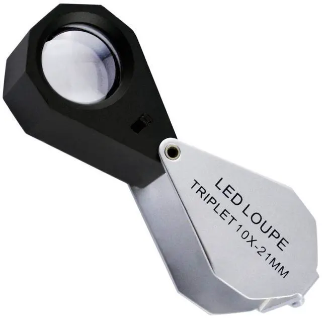 Main image of 10 x Mini Folding Jewelers Eye Loupe Jewelry Magnifier for Gems Jewelry Rocks Stamps Coins Watches Hobbies Antiques Gems, Coins, Stamps